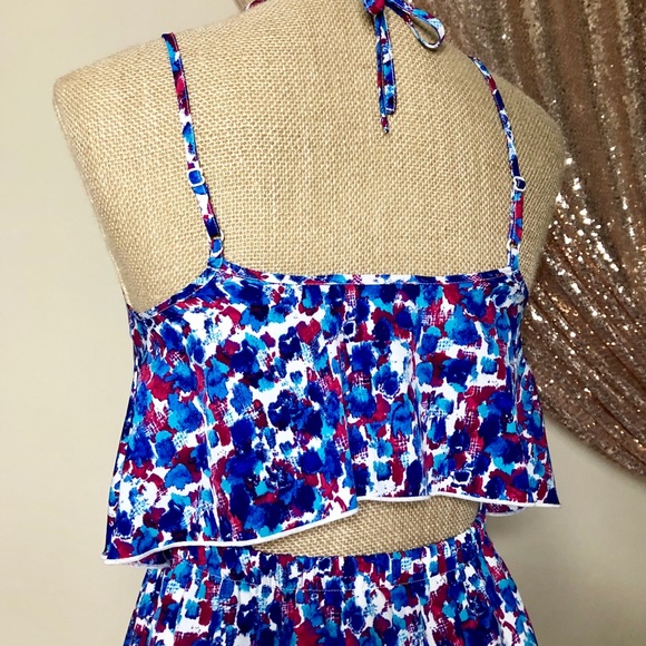 JESSICA SIMPSON Blue Watercolor Cutout Dress - Picture 9 of 10